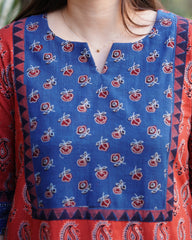 Maroon Ambi Ajrakh kurta with pocket