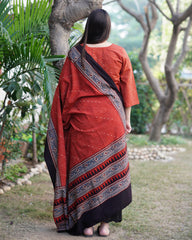 Maroon bindi Ajrakh kurta duppata set