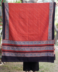Maroon bindi Ajrakh kurta duppata set