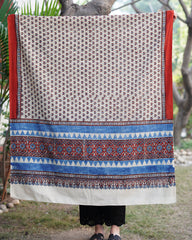 Cream lotus Ajrakh kurta duppata set