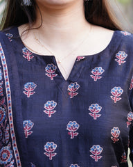 Black flower chanderi full suit set