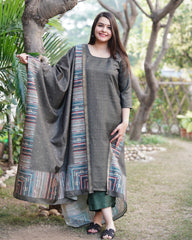 Mehendi green chanderi full suit set