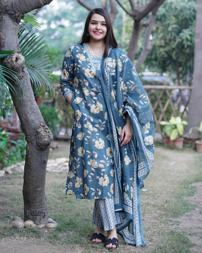 Pastel floral Sanganeri full suit set