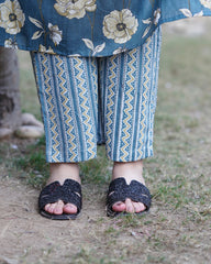 Grey floral Sanganeri full suit set