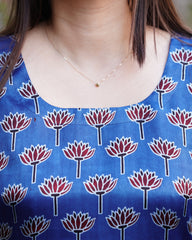 Blue Lotus Handblock Modal Silk Kurti