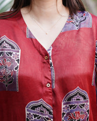 Premium maroon minar Modal silk Shirt
