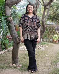 Black ajrakh Modal silk Shirt