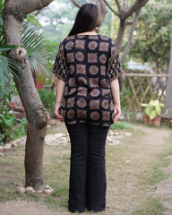 Black ajrakh Modal silk Shirt
