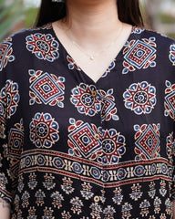 Black ajrakh Modal silk Shirt