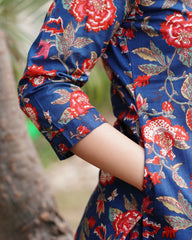 Royal blue floral Full suit set