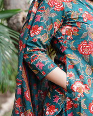 Sea green floral Sanganeri full suit set