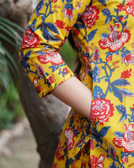 Mustard floral Sanganeri full suit set