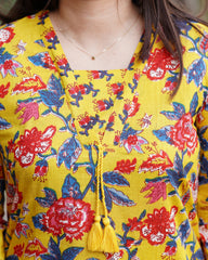 Mustard floral Sanganeri full suit set