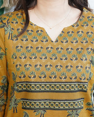 Dark Mustard Yoke kurta