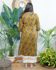 Dark Mustard Yoke kurta