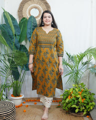 Dark Mustard Yoke kurta