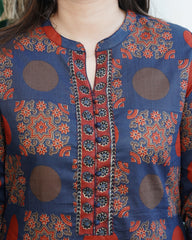 Sanganeri square pothli button Kurta