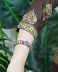 Brown Buta Pothli button kurta