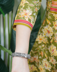 Green Sanganeri yoke kurta