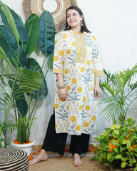 Cream floral Kurta