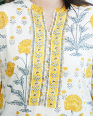 Cream floral Kurta