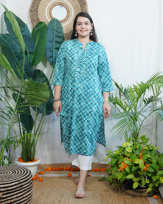 Ferozi geometric ban neck