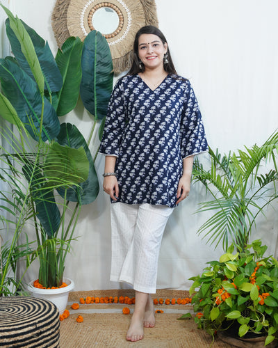 Dark blue floral kurti