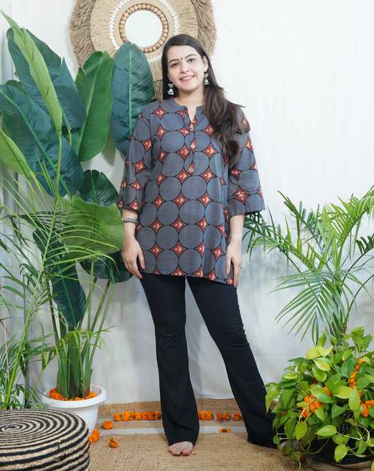 indigo circle geometric kurti