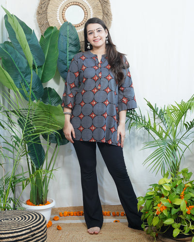 indigo circle geometric kurti