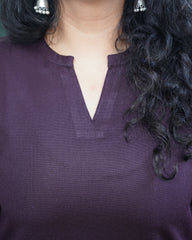 Wine Kullu border woollen short kurti