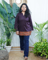 Wine Kullu border woollen short kurti