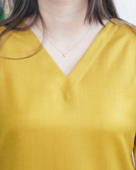 Mustard Kullu border woollen short kurti