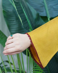 Mustard Kullu border woollen short kurti