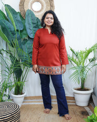 Rust kullu border woollen short kurti