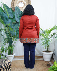 Rust kullu border woollen short kurti