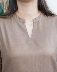 Brown kullu border woollen short kurti