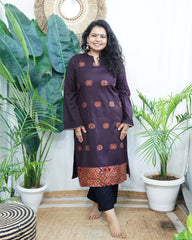 Dark brown Kullu Woollen kurta