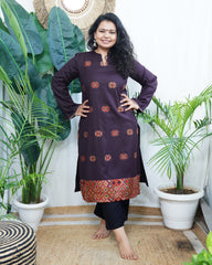 Dark brown Kullu Woollen kurta