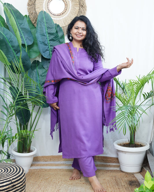 Lavender Woollen full suit set