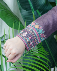 Soft brown border woollen kurta