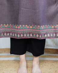 Soft brown border woollen kurta