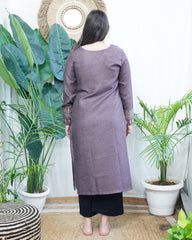 Soft brown border woollen kurta