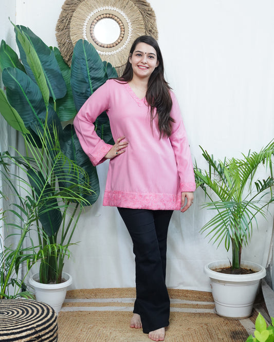 Pink Woollen short kurti