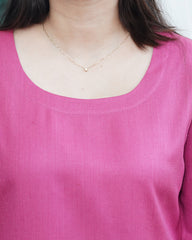 Pink Kullu border woollen short kurti