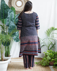 Black designer ajrakh print coord set