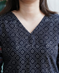 Black designer ajrakh print coord set