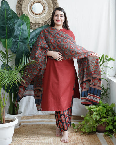 Maroon Mandala print Dupatta (Dupatta only)