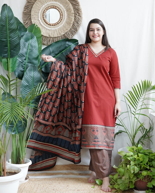 Black Minar Cotton Dupatta (Dupatta only)