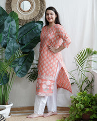 Peach Floral Grace Kurta
