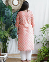 Peach Floral Grace Kurta